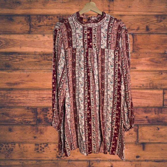 5 for $25🔥Andree by Unit Boho Vertical Striped Pink Dress 1X - Picture 1 of 6